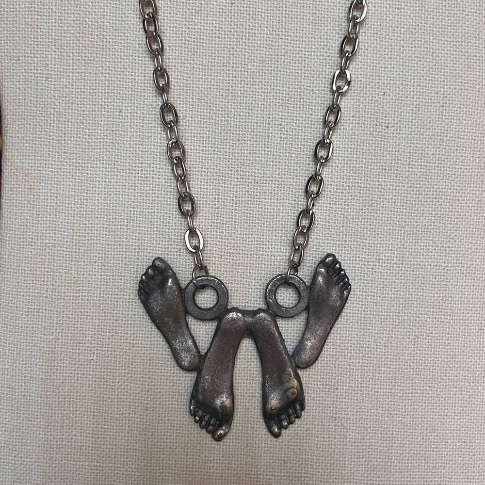 Artistic Unique Sexy Silver Feet Pendant Necklace